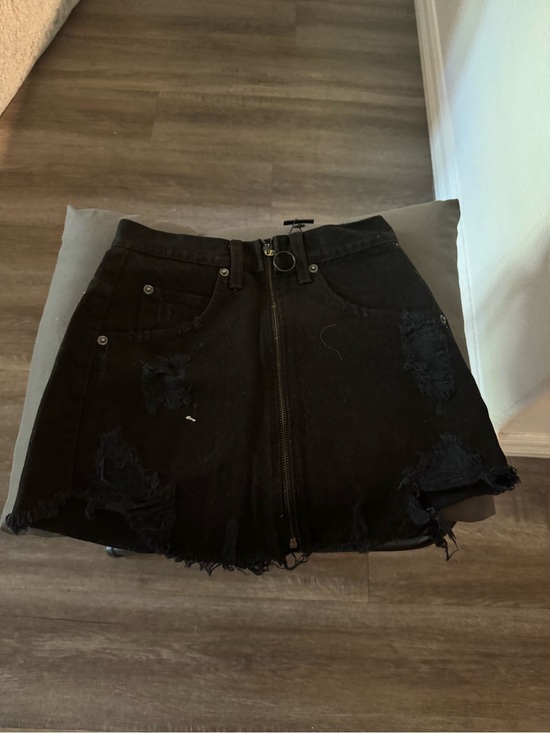 Carmar | Skirts | Carmar Black Denim Mini Skirt With Label Detail ...